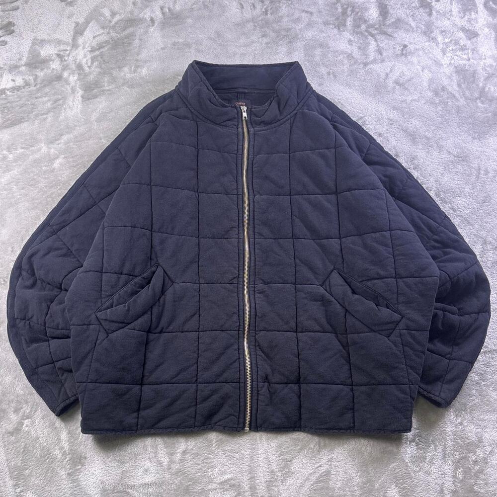 Quince Organic Cotton Quilted Jacket Women’s XL Black Full Zip Minimalist
